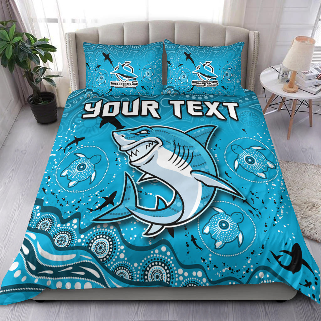 custom-personalised-sharks-rugby-bedding-set-go-sharkies-aboriginal-special-version