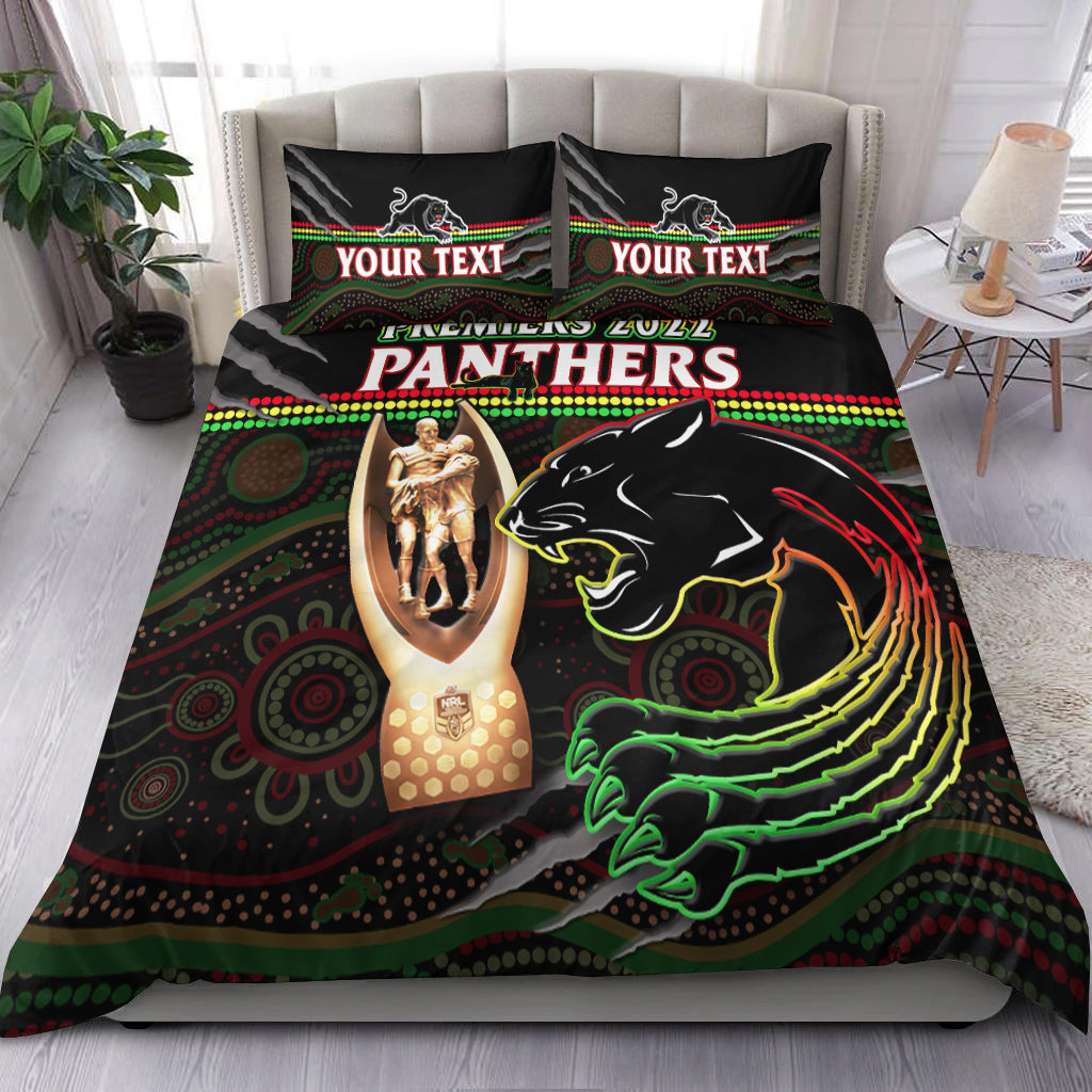 (Custom Personalised) Panthers Rugby Bedding Set The Riff 2022 Premiers Aboriginal Art LT14