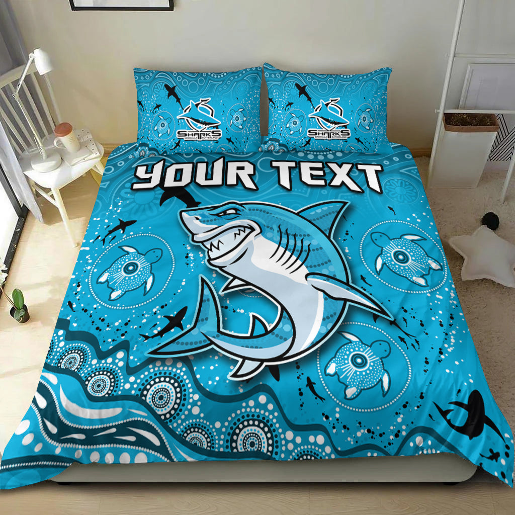 custom-personalised-sharks-rugby-bedding-set-go-sharkies-aboriginal-special-version