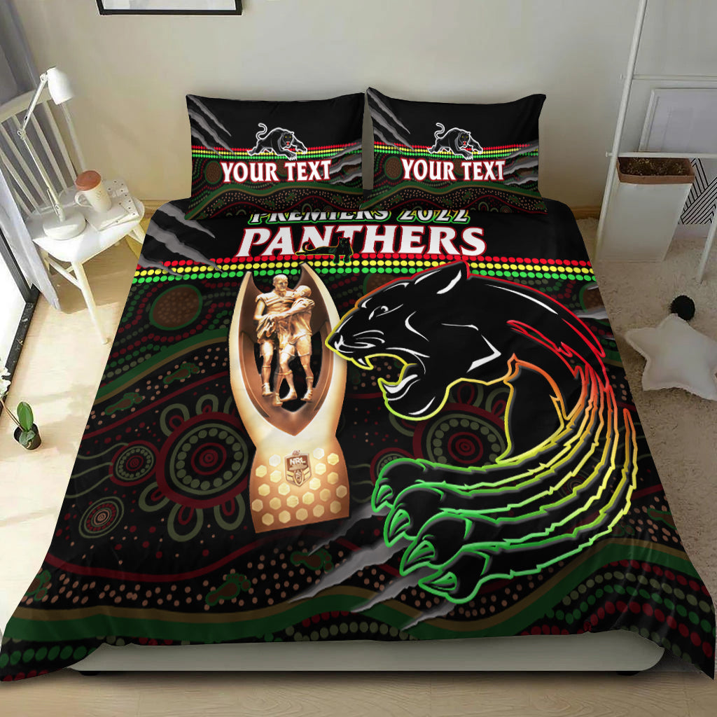 (Custom Personalised) Panthers Rugby Bedding Set The Riff 2022 Premiers Aboriginal Art LT14