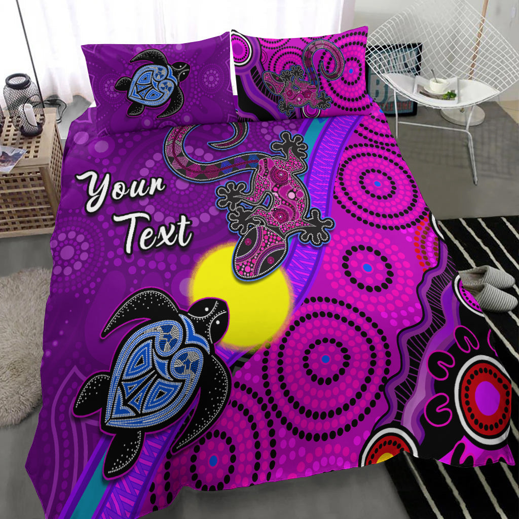 custom-personalised-australia-lizard-and-turtle-bedding-set-aboriginal-art-beautiful-life