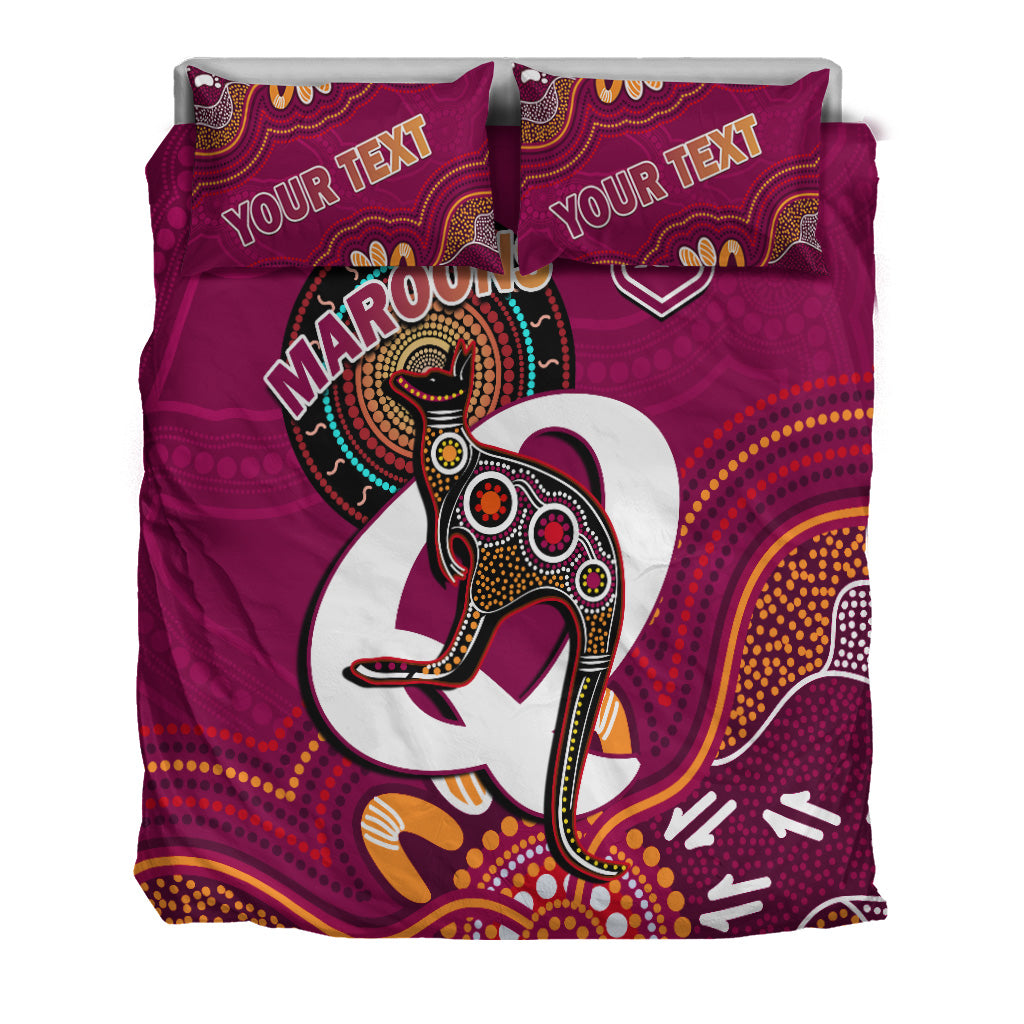 custom-personalised-maroons-rugby-bedding-set-queensland-kangaroo-aboriginal-dot-paintings