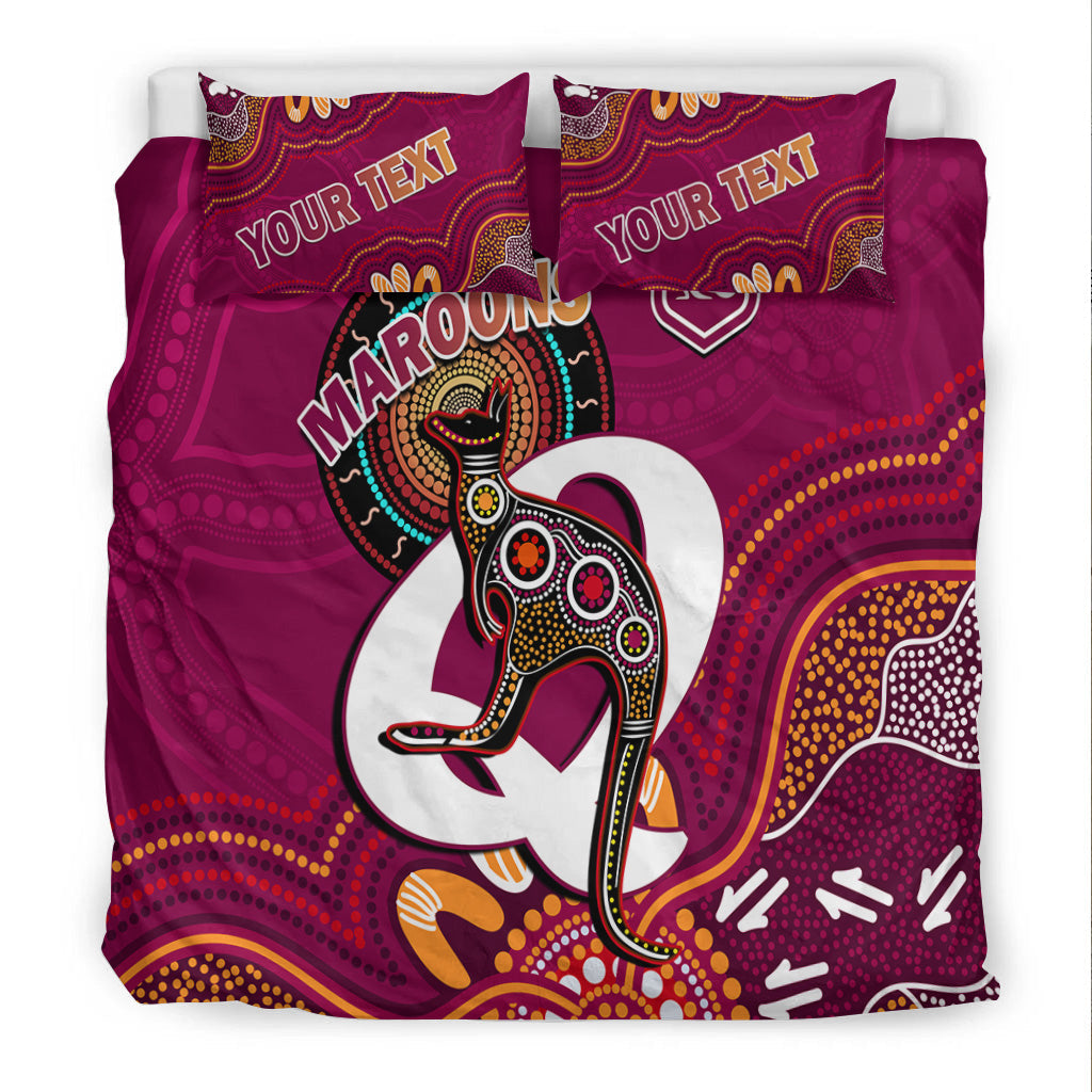 custom-personalised-maroons-rugby-bedding-set-queensland-kangaroo-aboriginal-dot-paintings