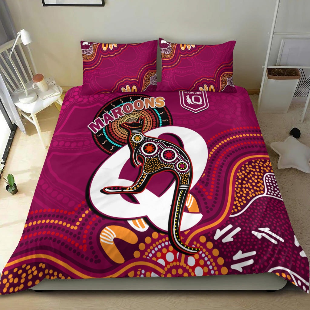 maroons-rugby-bedding-set-queensland-kangaroo-aboriginal-dot-paintings