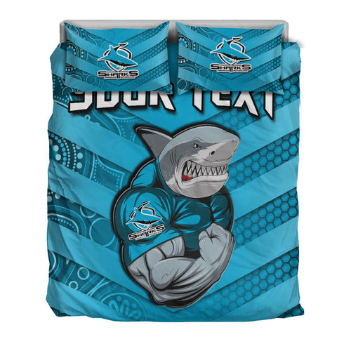 custom-personalised-sharks-rugby-bedding-set-go-sharkies-aboriginal-sporty-version