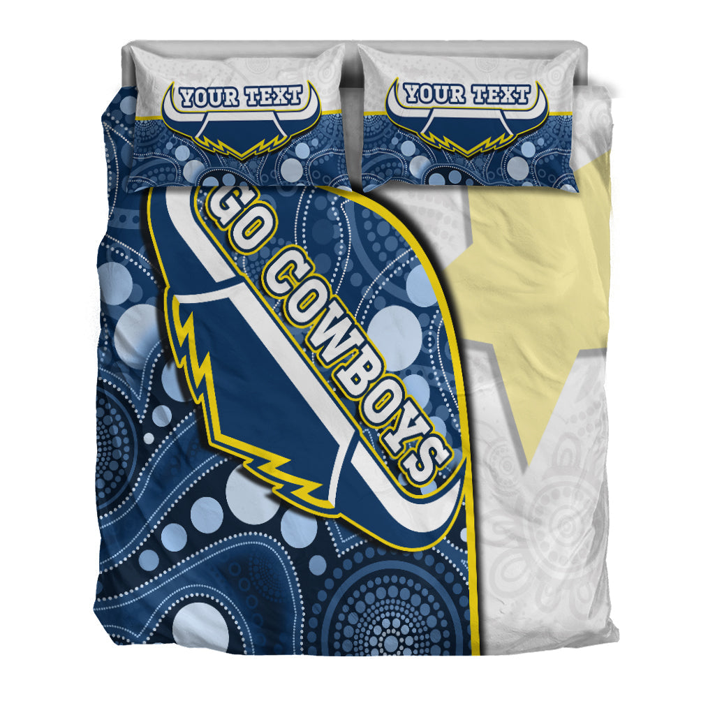 custom-personalised-cowboys-rugby-bedding-set-indigenous-pattern-2022-premiers-sporty-style