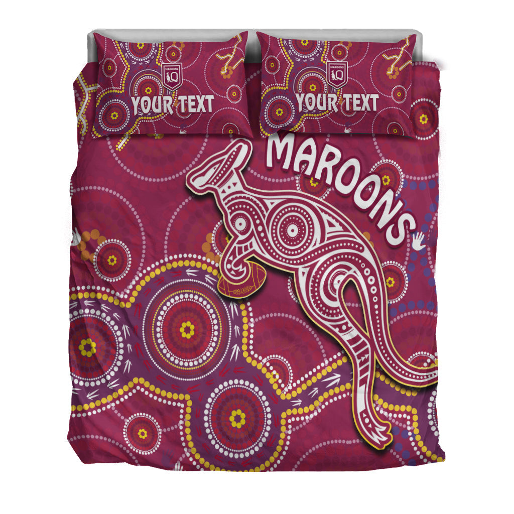 custom-personalised-maroons-rugby-bedding-set-kangaroo-indigenous-pattern-unique-version