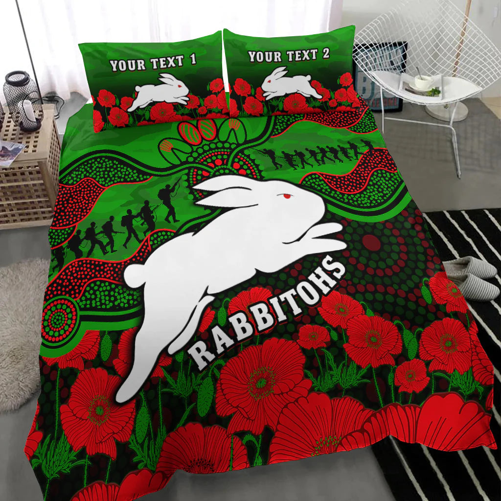 custom-personalised-rabbitohs-rugby-anzac-bedding-set-south-sydney-camouflage-poppy-aboriginal