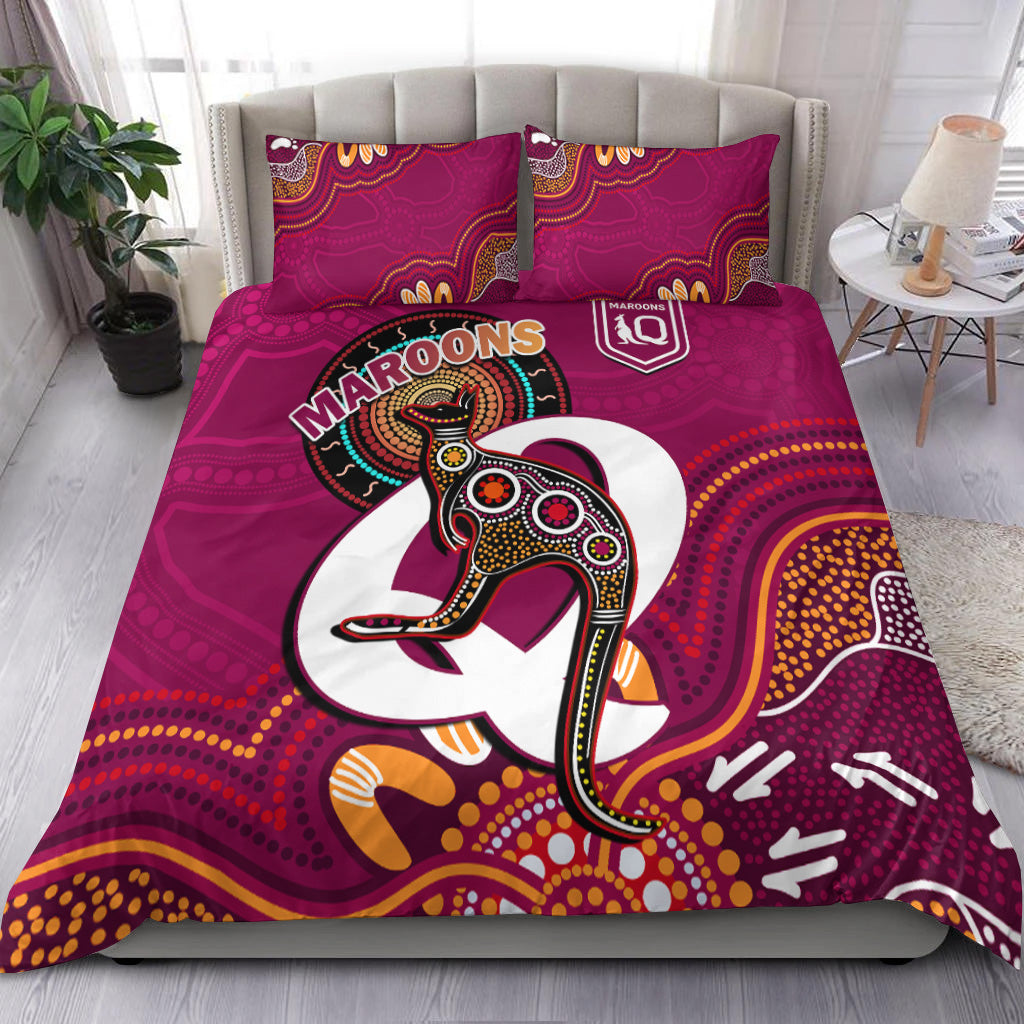 maroons-rugby-bedding-set-queensland-kangaroo-aboriginal-dot-paintings