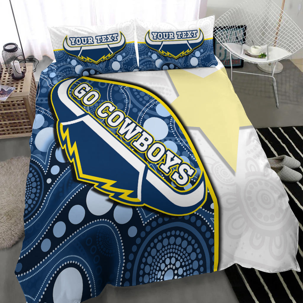 custom-personalised-cowboys-rugby-bedding-set-indigenous-pattern-2022-premiers-sporty-style