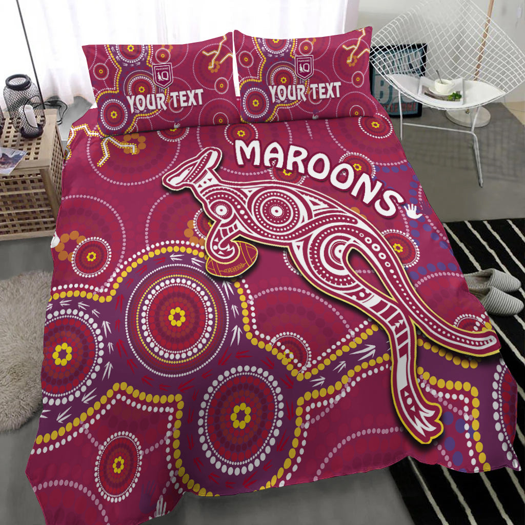 custom-personalised-maroons-rugby-bedding-set-kangaroo-indigenous-pattern-unique-version