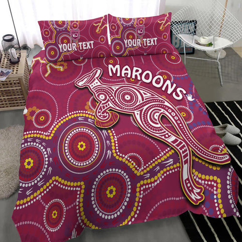custom-personalised-maroons-rugby-bedding-set-kangaroo-indigenous-pattern-unique-version