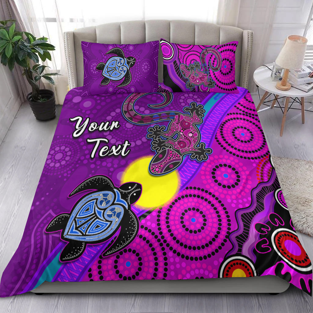 custom-personalised-australia-lizard-and-turtle-bedding-set-aboriginal-art-beautiful-life
