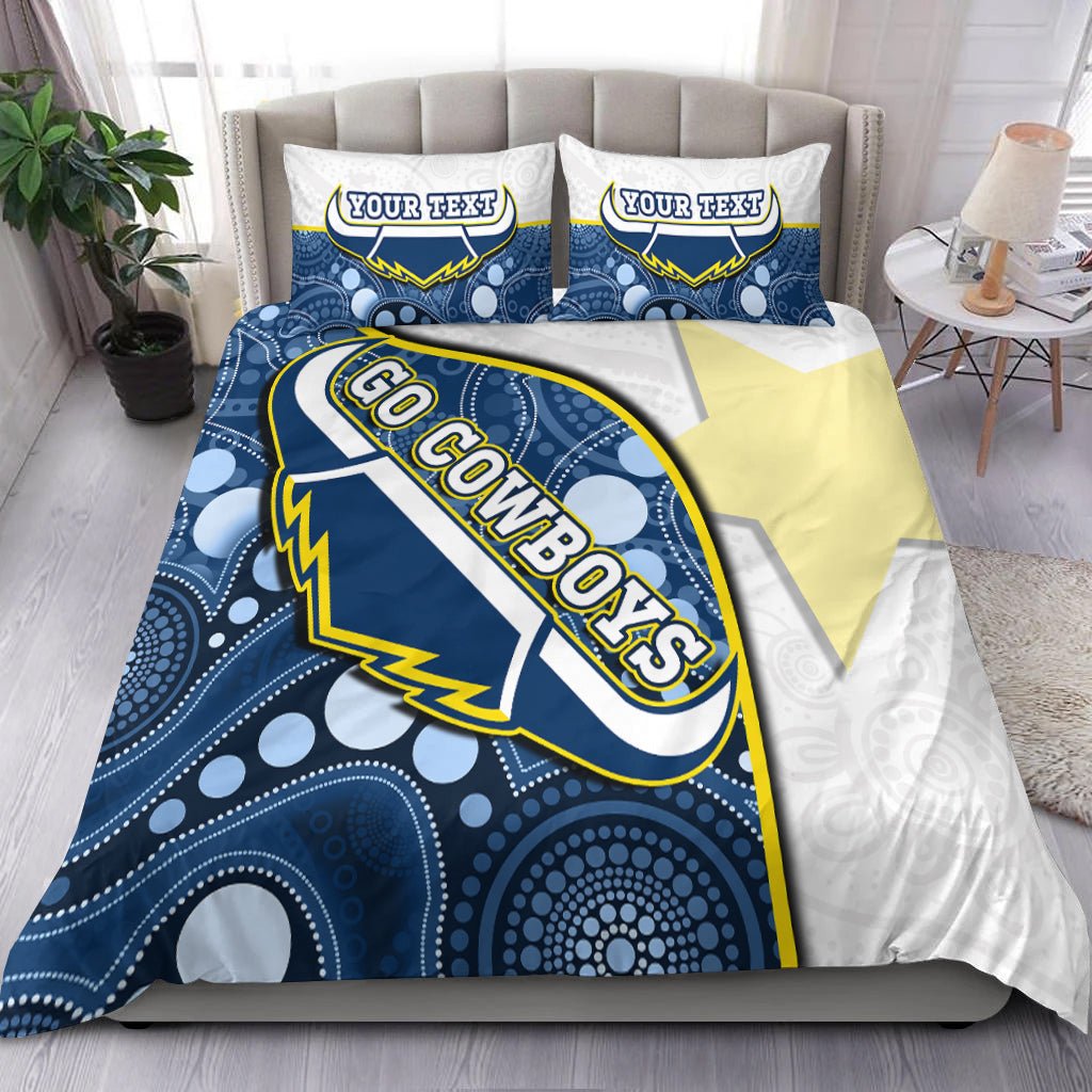 custom-personalised-cowboys-rugby-bedding-set-indigenous-pattern-2022-premiers-sporty-style