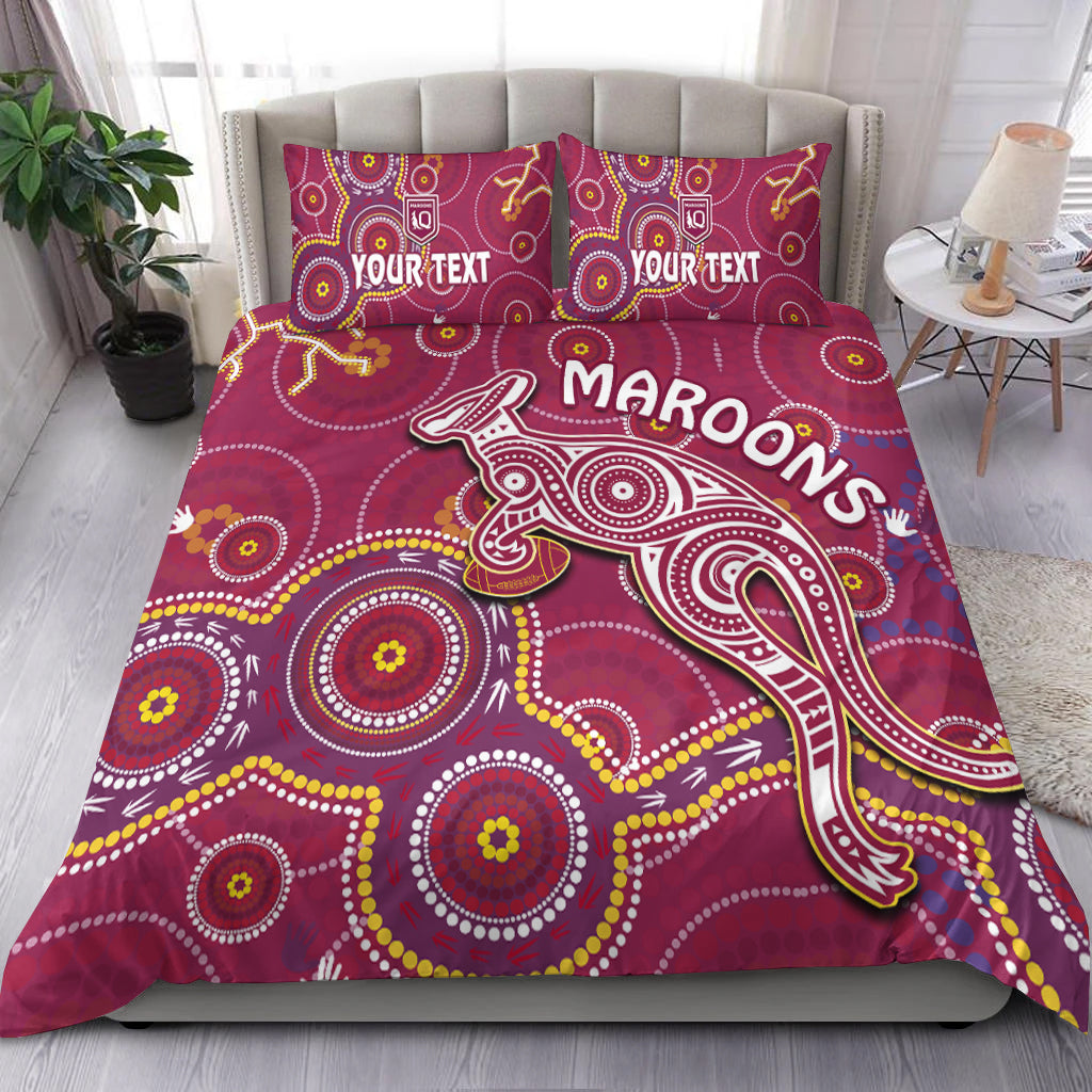 custom-personalised-maroons-rugby-bedding-set-kangaroo-indigenous-pattern-unique-version