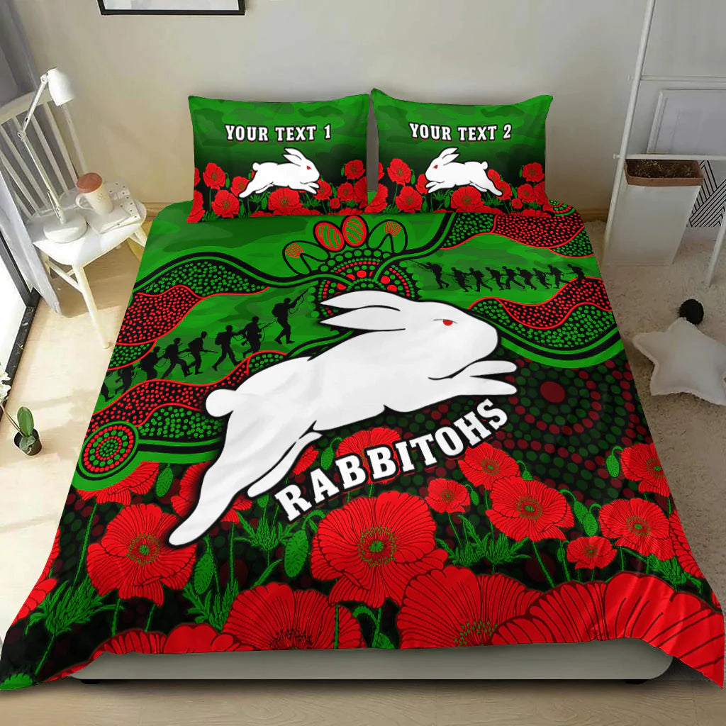 custom-personalised-rabbitohs-rugby-anzac-bedding-set-south-sydney-camouflage-poppy-aboriginal