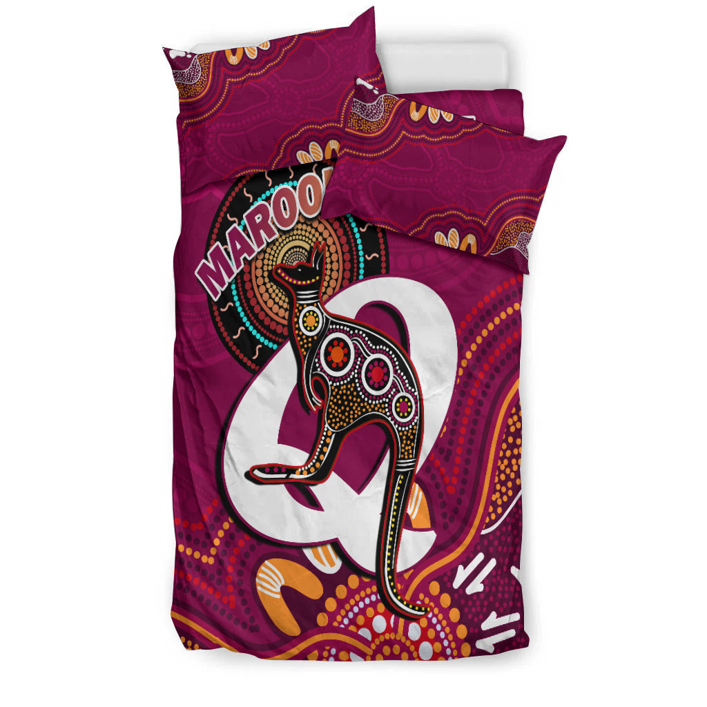maroons-rugby-bedding-set-queensland-kangaroo-aboriginal-dot-paintings