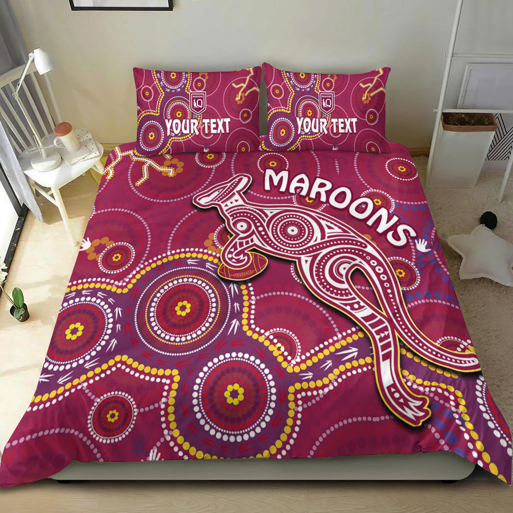 custom-personalised-maroons-rugby-bedding-set-kangaroo-indigenous-pattern-unique-version
