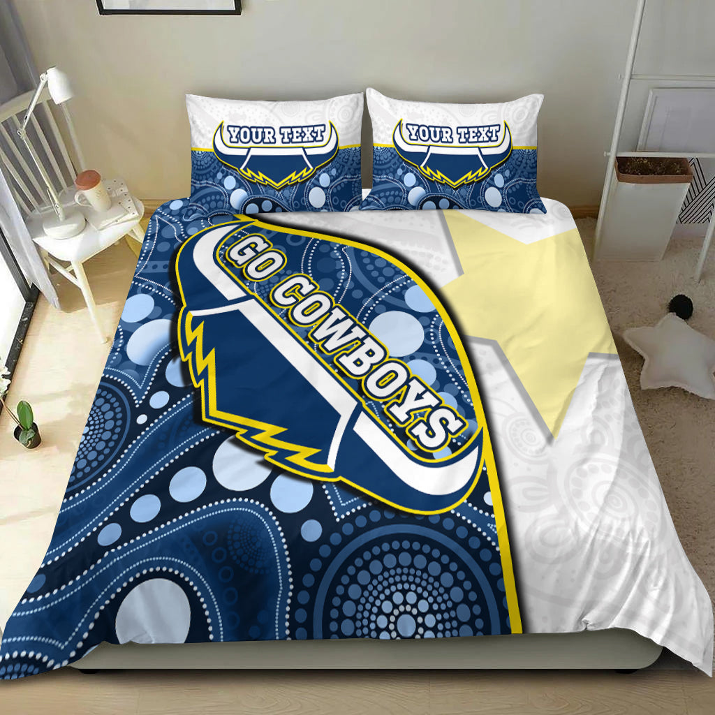 custom-personalised-cowboys-rugby-bedding-set-indigenous-pattern-2022-premiers-sporty-style