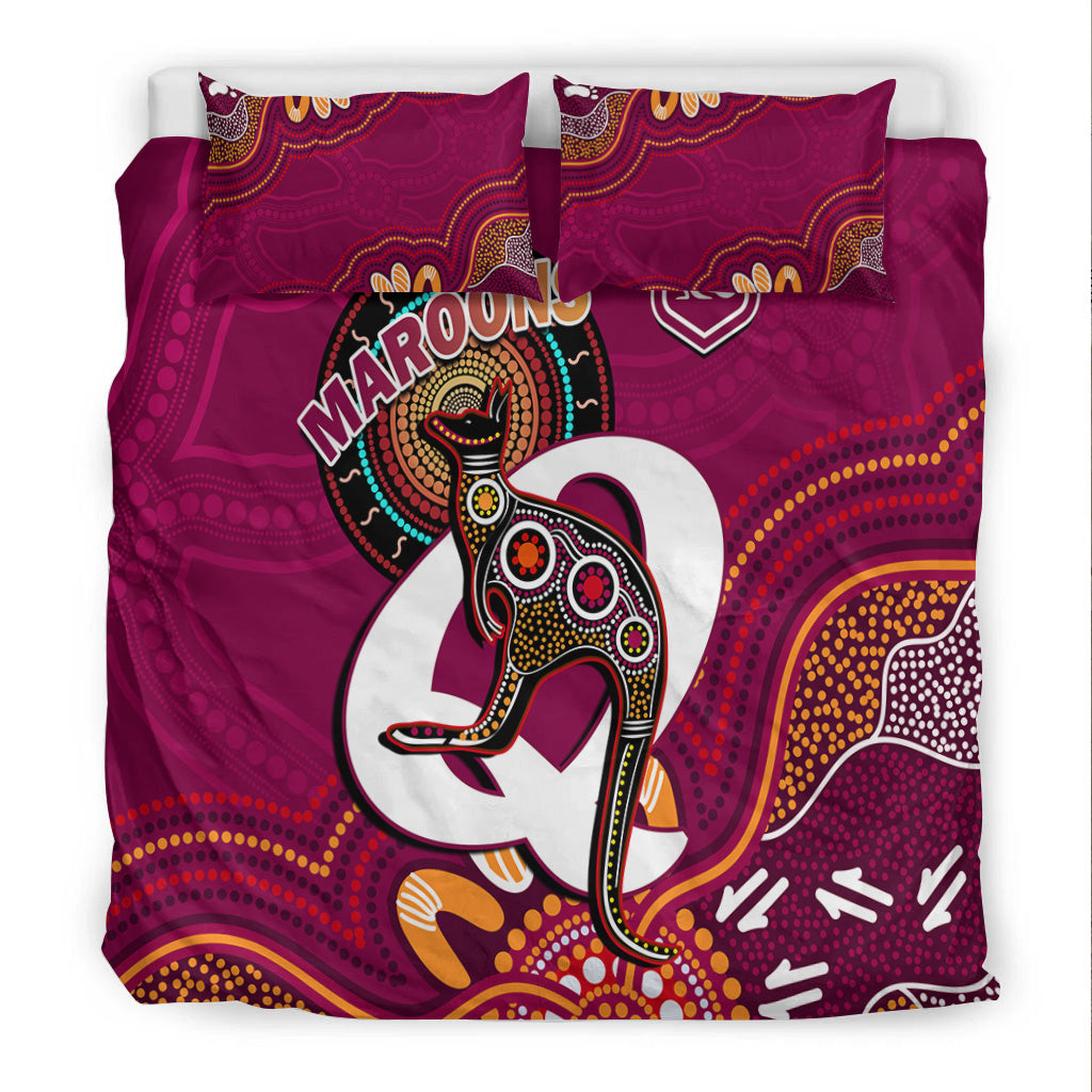 maroons-rugby-bedding-set-queensland-kangaroo-aboriginal-dot-paintings