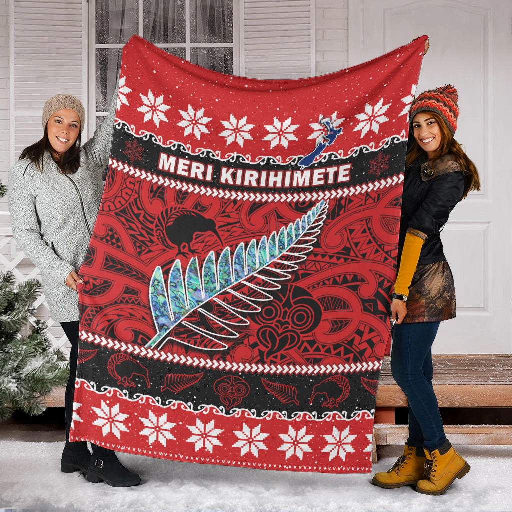 new-zealand-christmas-premium-blanket-paua-shell-silver-fern-meri-kirihimete