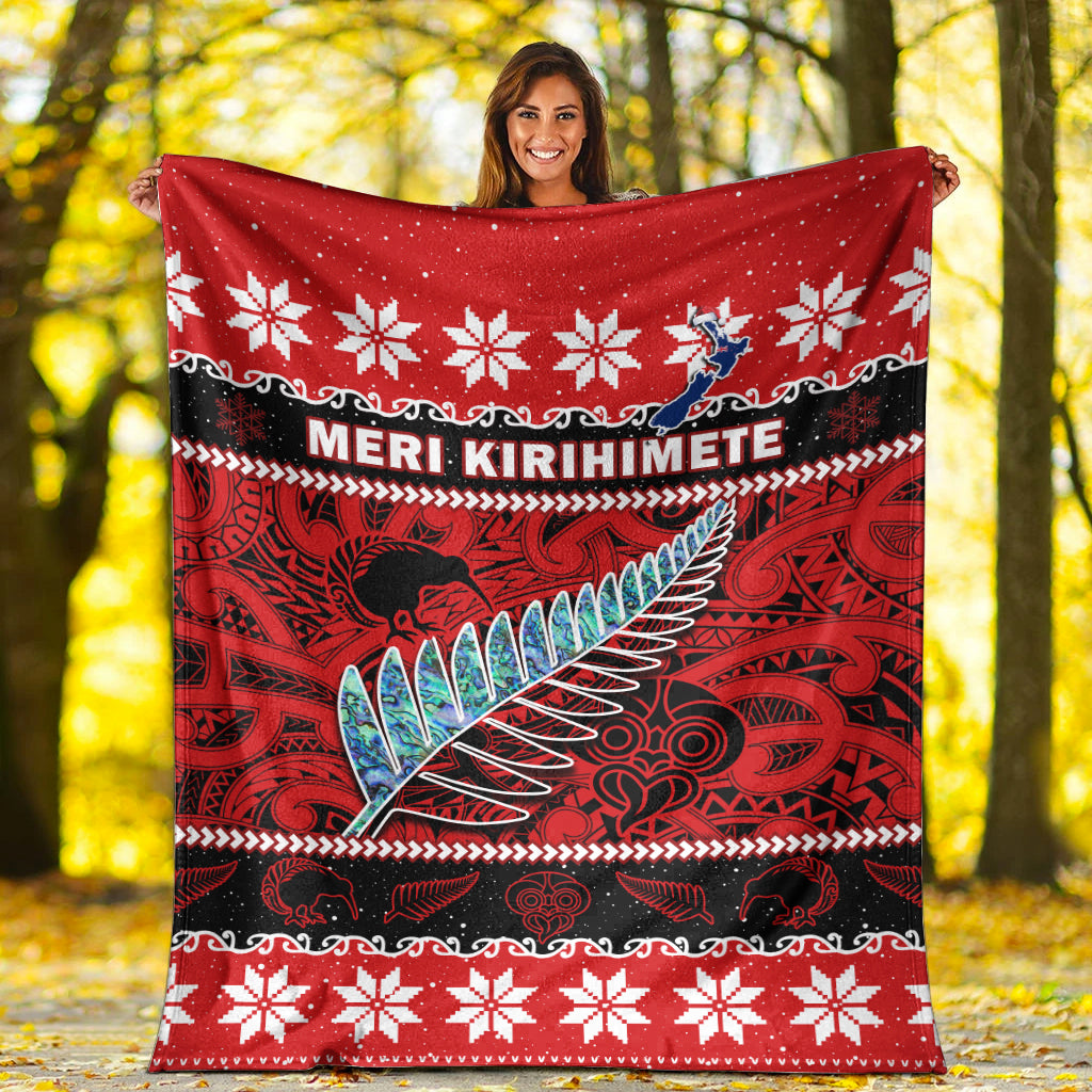 new-zealand-christmas-premium-blanket-paua-shell-silver-fern-meri-kirihimete