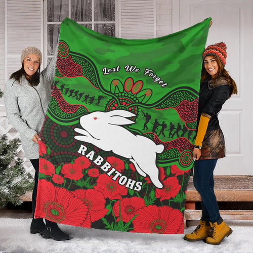 rabbitohs-rugby-anzac-premium-blanket-south-sydney-camouflage-poppy-aboriginal
