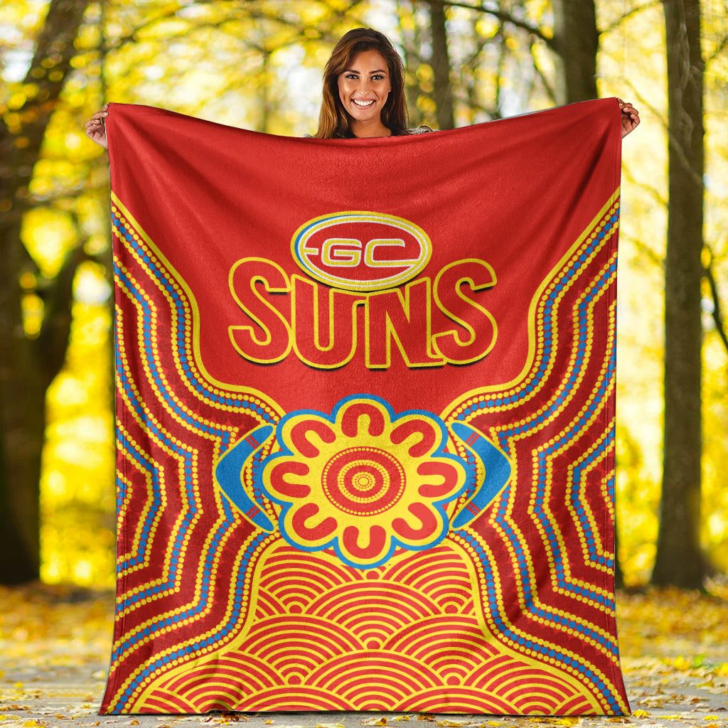 gold-coast-football-premium-blanket-suns-indigenous-pattern