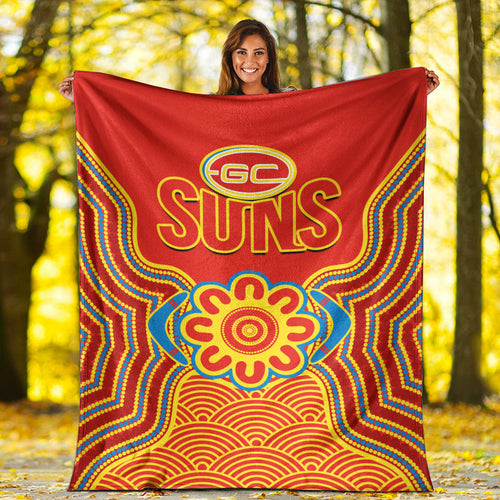 gold-coast-football-premium-blanket-suns-indigenous-pattern