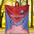 bulldogs-football-premium-blanket-western-doggies-aboriginal-art-ver01