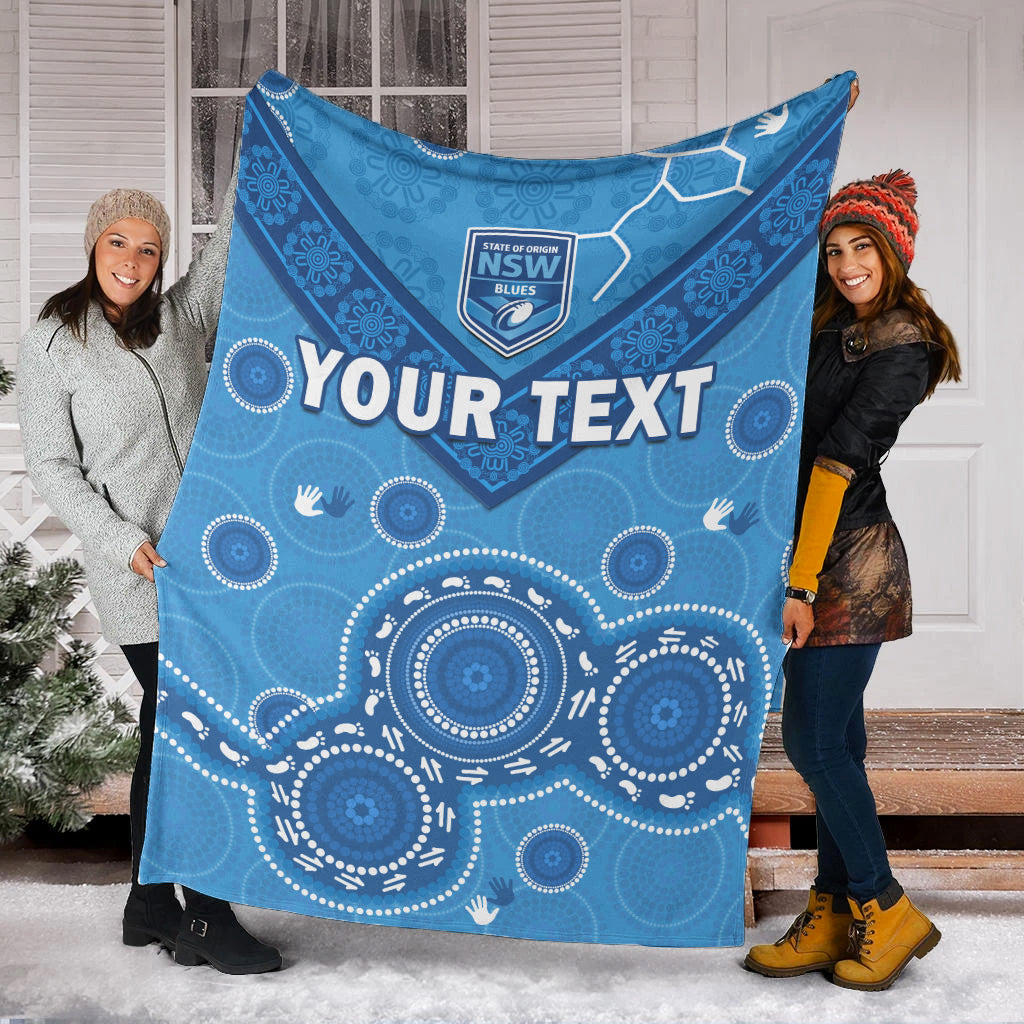 custom-personalised-nsw-blues-rugby-permium-blanket-new-south-wales-aboriginal-dot-painting-unique-version