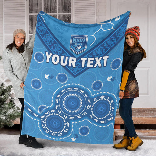 custom-personalised-nsw-blues-rugby-permium-blanket-new-south-wales-aboriginal-dot-painting-unique-version