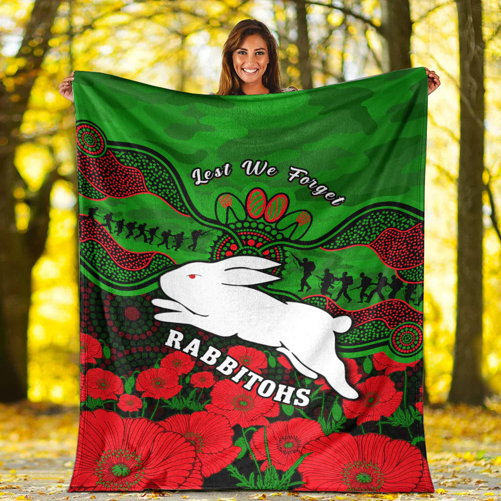 rabbitohs-rugby-anzac-premium-blanket-south-sydney-camouflage-poppy-aboriginal