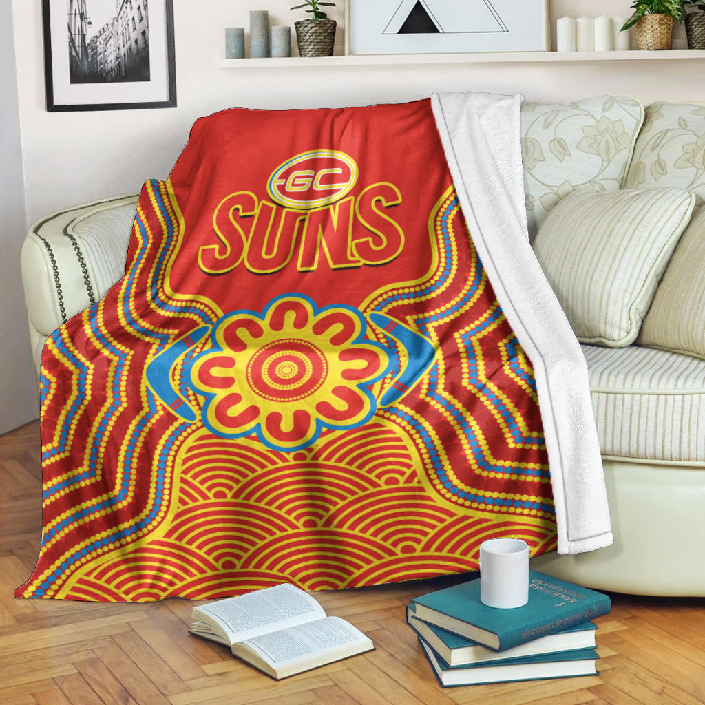 gold-coast-football-premium-blanket-suns-indigenous-pattern