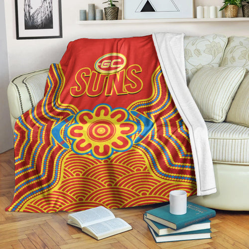 gold-coast-football-premium-blanket-suns-indigenous-pattern
