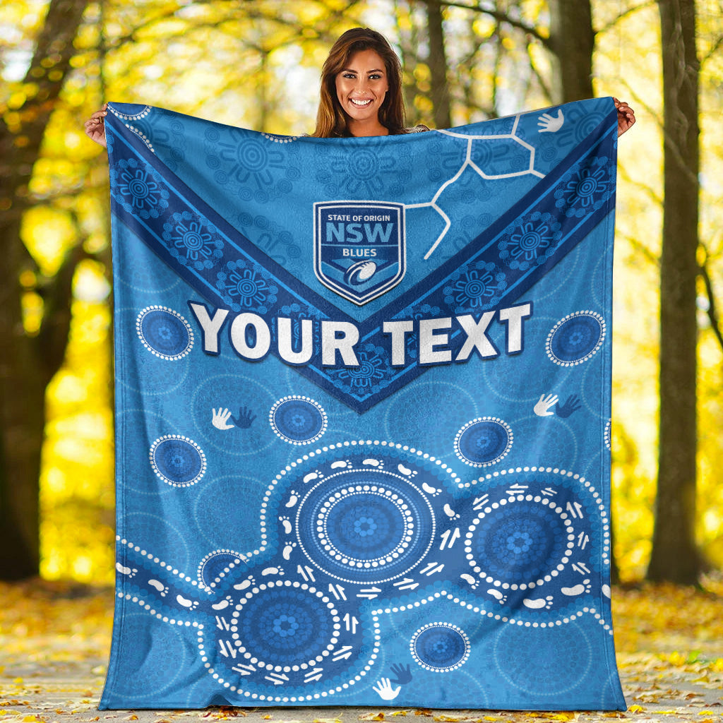 custom-personalised-nsw-blues-rugby-permium-blanket-new-south-wales-aboriginal-dot-painting-unique-version