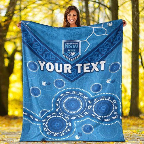 custom-personalised-nsw-blues-rugby-permium-blanket-new-south-wales-aboriginal-dot-painting-unique-version