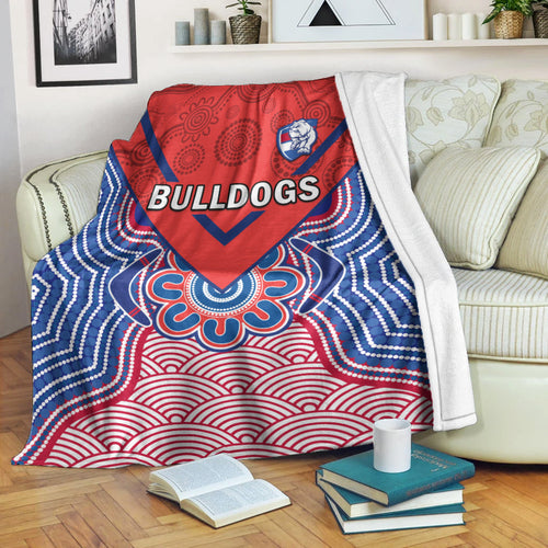 bulldogs-football-premium-blanket-western-doggies-aboriginal-art-ver01