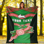 custom-personalised-rabbitohs-rugby-premium-blanket-souths-1908-aboriginal-dot-painting-go-bunnies