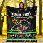 custom-personalised-panthers-christmas-premium-blanket-aboriginal-pattern-penrith-black-version