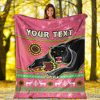 custom-personalised-panthers-christmas-premium-blanket-aboriginal-pattern-penrith-pink-version