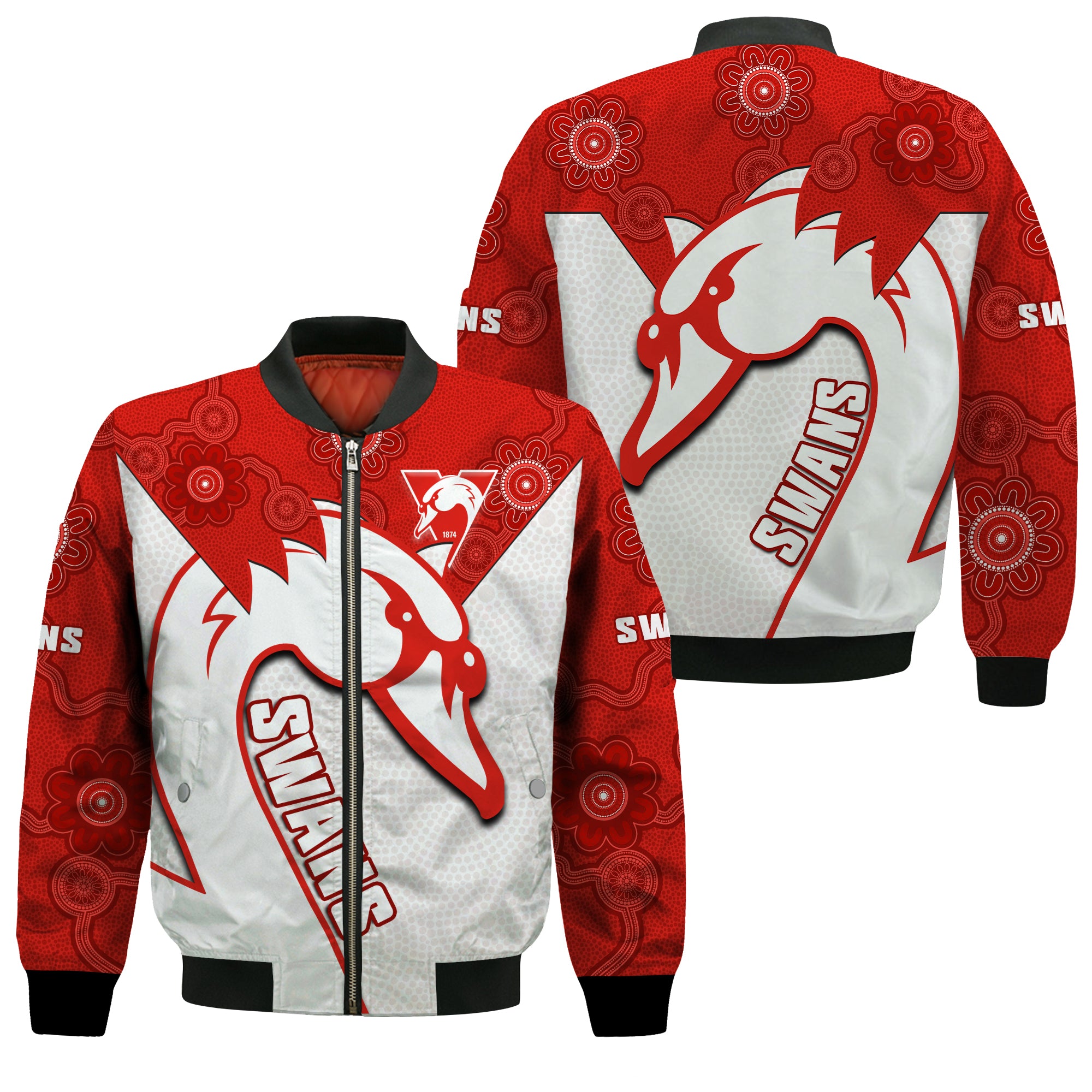 Sydney Football Bomber Jacket Swans 1874 Dot Painting Artsy LT14