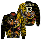 custom-text-and-number-richmond-football-bomber-jacket-aboriginal-go-the-tigers-mascot