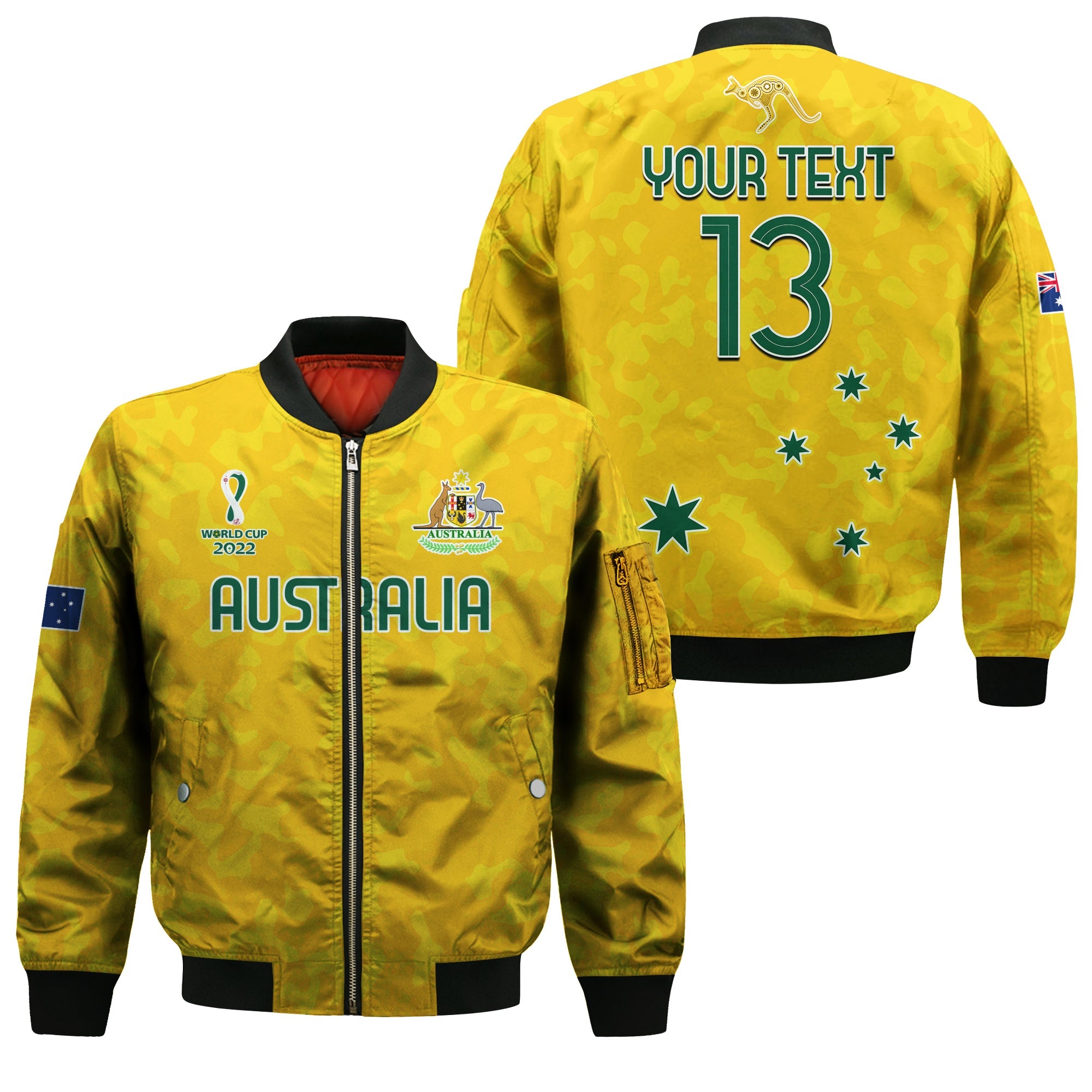 custom-text-and-number-australia-soccer-bomber-jacket-world-cup-football-2022-socceroos-with-kangaroos