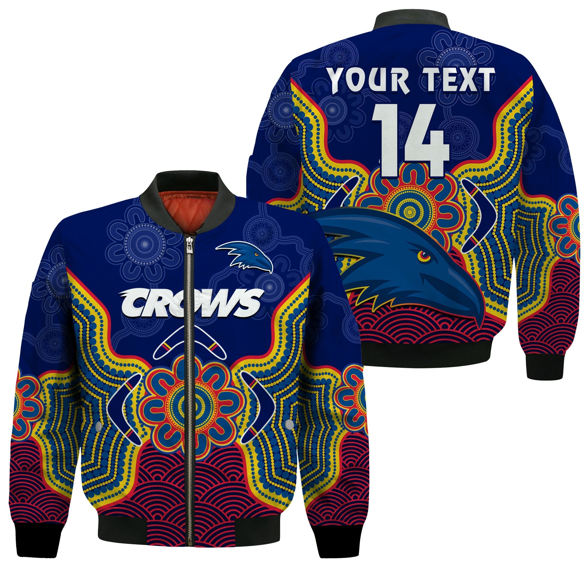 custom-text-and-number-adelaide-football-bomber-jacket-crows-aboriginal-art