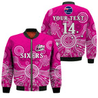 custom-text-and-number-sydney-sixers-bomber-jacket-cricket-indigenous-australian-art-ver02