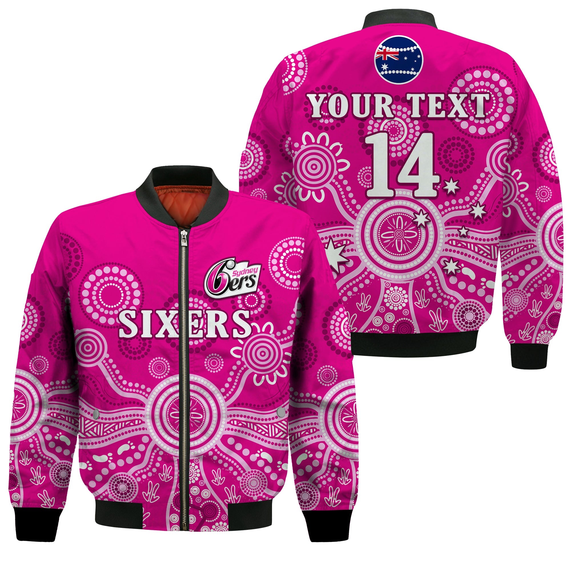 custom-text-and-number-sydney-sixers-bomber-jacket-cricket-indigenous-australian-art-ver02