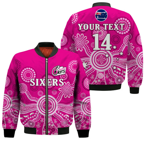 custom-text-and-number-sydney-sixers-bomber-jacket-cricket-indigenous-australian-art-ver02
