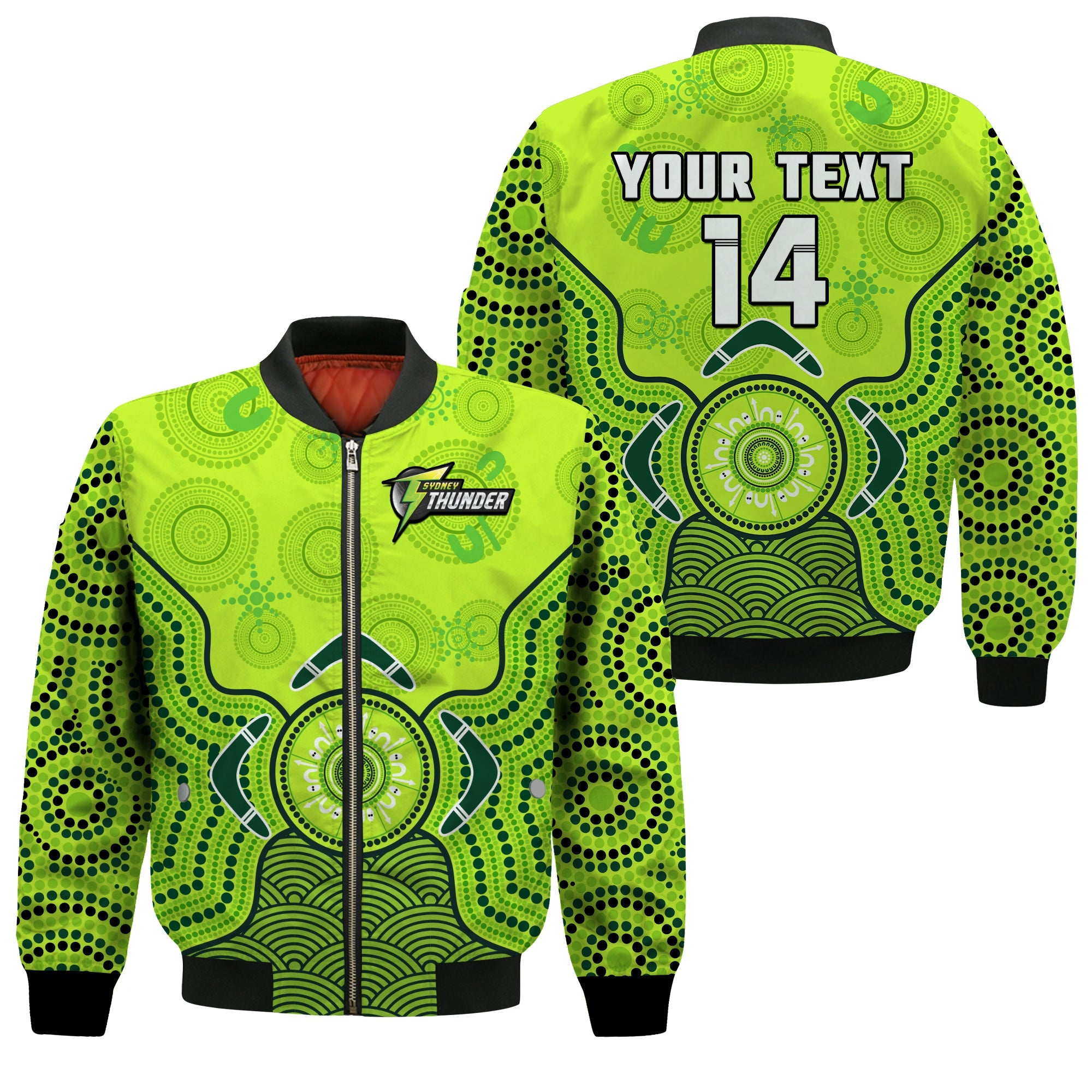custom-text-and-number-sydney-thunder-bomber-jacket-gradient-aboriginal-dot-painting