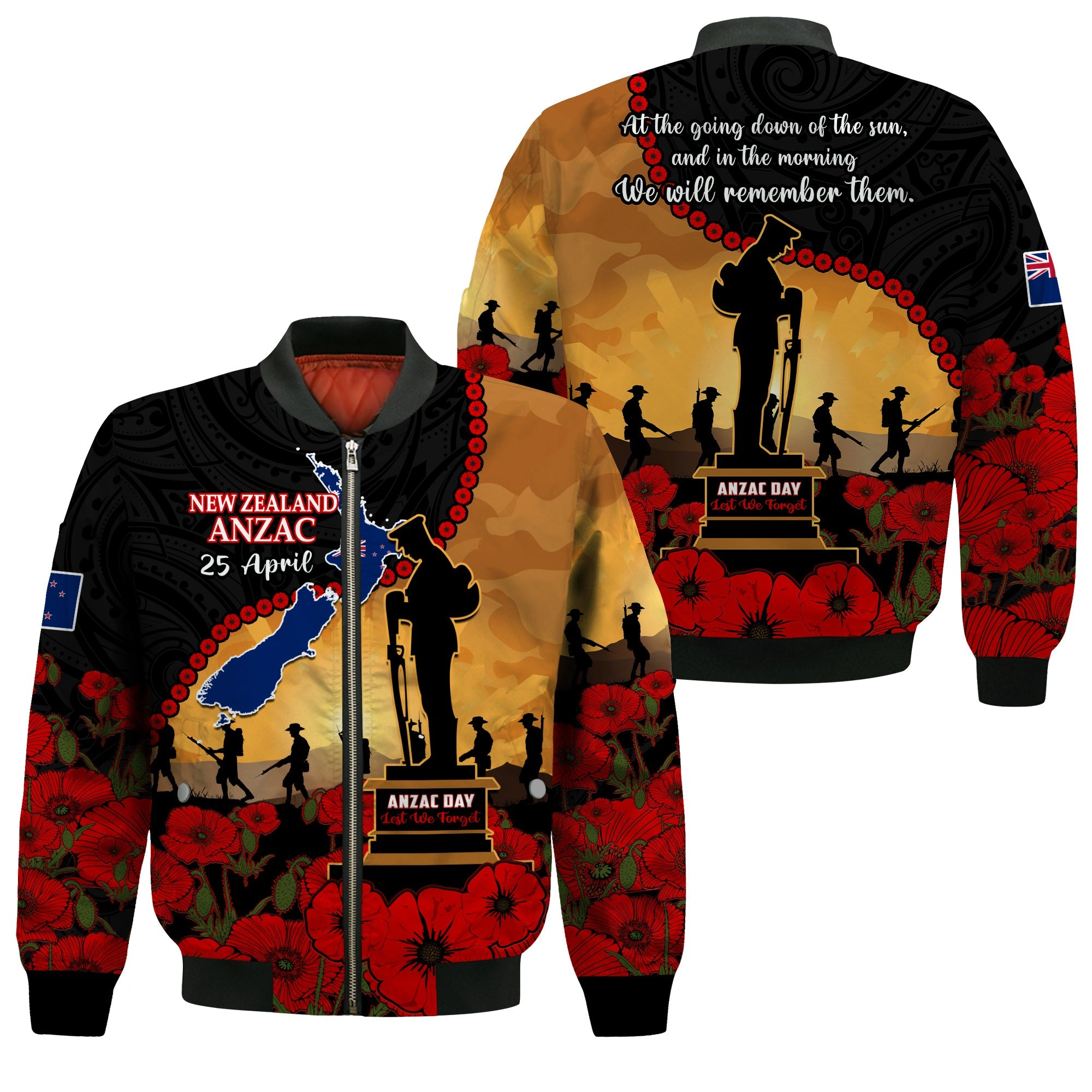 new-zealand-anzac-bomber-jacket-maori-camouflage-mix-poppies-we-will-remember-them